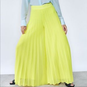 Neon wide leg pleated pants